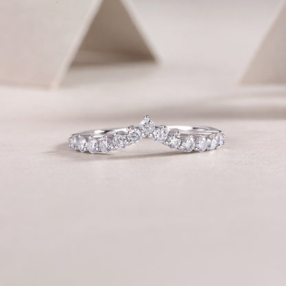 [JYJZZ185] （Adan）Synthetic Moissanite S925 Sterling Silver V-Shaped Small Row Setting Stacking Design Closed Mouth Small and Delicate Ring, Versatile Mix and Match Pieces, Suitable for Daily Wear, Ring Mix and Match, Party Showcase, Holiday Gift.