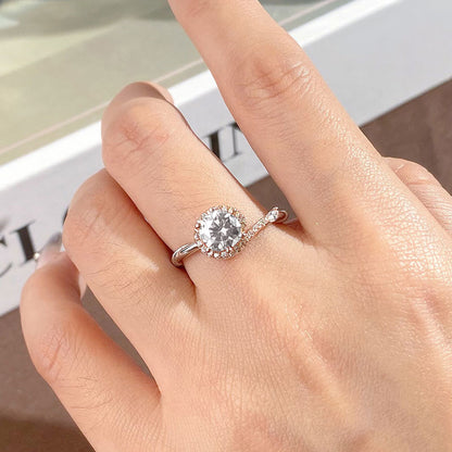 【JYJZZ204】Synthetic Moissanite S925 Sterling Silver 1CT New golden color setting closed mouth fashion high quality design ring, daily wear, party gathering, holiday gift, Valentine's Day gift.