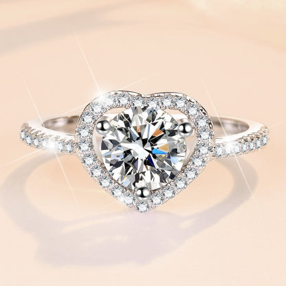 [JYJZZ189] Synthetic Moissanite 1 CT S925 Sterling Silver Love Heart Cutout Stylish Design Couple Rings Wedding Band, Everyday Jewelry Gifts, Birthday Holiday Gift Rings.