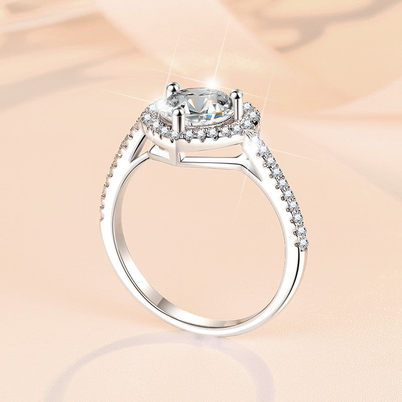 [JYJZZ189] Synthetic Moissanite 1 CT S925 Sterling Silver Love Heart Cutout Stylish Design Couple Rings Wedding Band, Everyday Jewelry Gifts, Birthday Holiday Gift Rings.