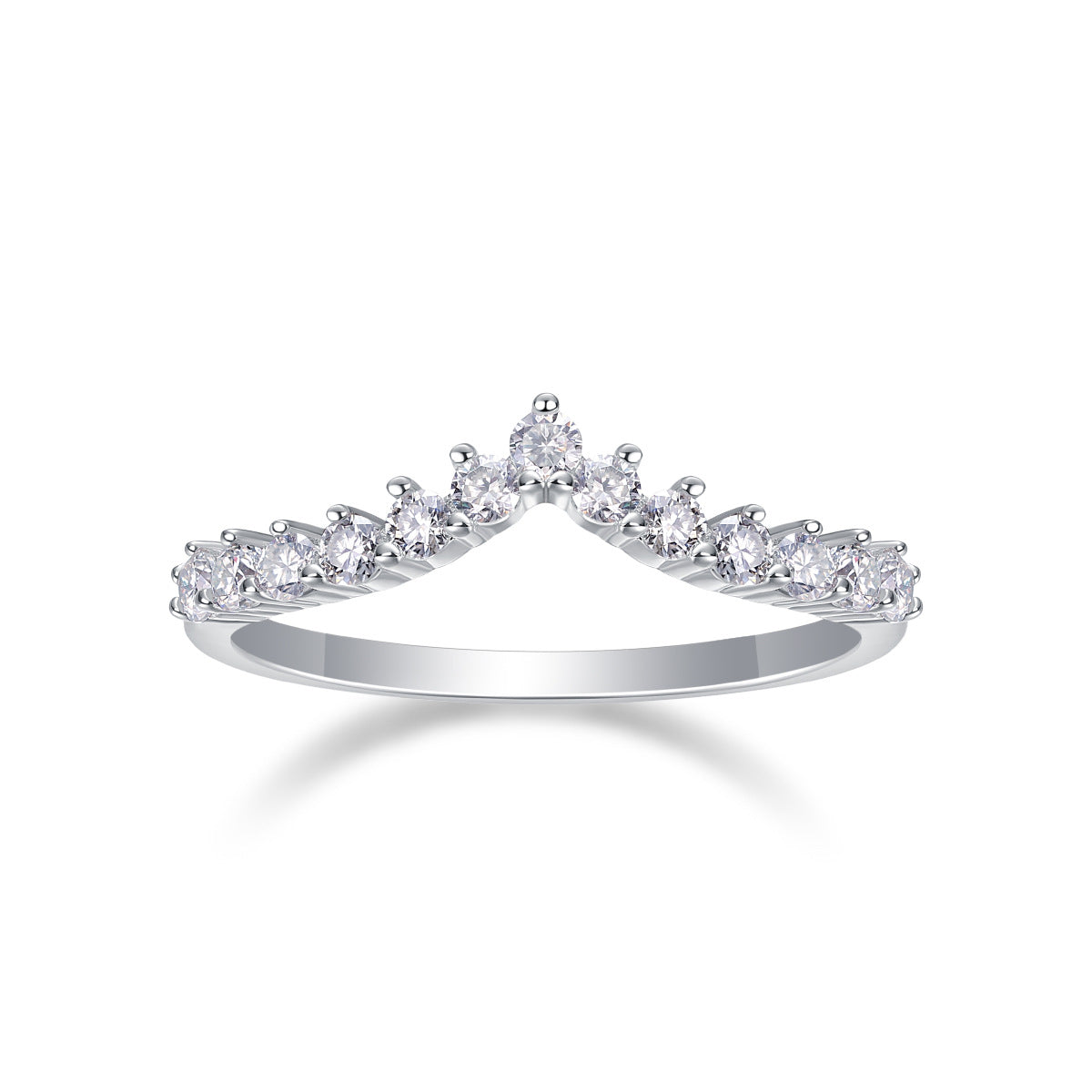 [JYJZZ185] （Adan）Synthetic Moissanite S925 Sterling Silver V-Shaped Small Row Setting Stacking Design Closed Mouth Small and Delicate Ring, Versatile Mix and Match Pieces, Suitable for Daily Wear, Ring Mix and Match, Party Showcase, Holiday Gift.