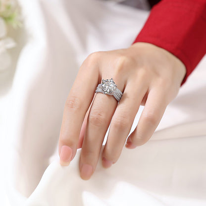 [JYJZZ178]  （Abril）Synthetic Moissanite S925 Silver 3 CT Six Claw Fashion Design Four Color Premium Feeling Proposal Couple's Ring.