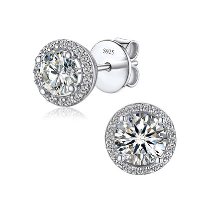 [JYJZZ188] (Solana) Synthetic moissanite s925 sterling silver round fashion earrings, personalized and simple, women's classic daily jewelry, party party earrings, men's gifts for loved ones, birthday holiday celebration earrings.