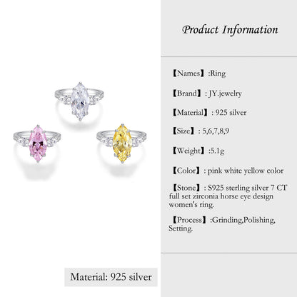 【JYJZZ206】S925 sterling silver 7 CT horse eye ho set zirconia ring with zirconia row ring rule wedding party premium design.