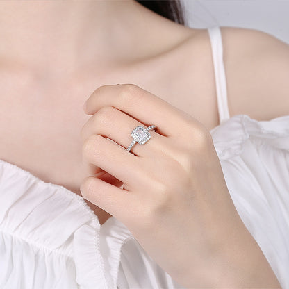 【JYJZZ212】Synthetic Moissanite S925 Sterling Silver 1CT Straight Wall Microwave Square Cut Design Premium Feeling Radiant Cut Women's Ring,Elegant Premium Light Luxury Gift Ring.