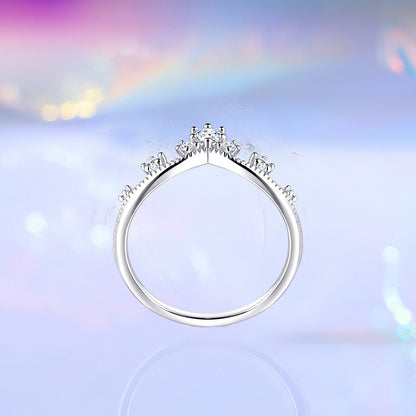 【JYJZZ170】s925 Silver Crown Zirconia Flower Ring Women Fashion Premium Feeling Niche V Shape Design Shape.