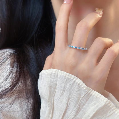 [JYJZZ183] (Sara) S925 Silver Simple Fashion Colored Zirconia Light Luxury Fashion Minimalist Niche Design Ring.