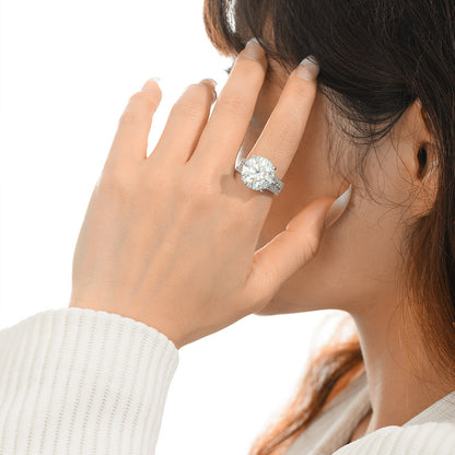 【JYJZZ192】Synthetic Moissanite S925 Sterling Silver Exquisite Luxury 10 CT Fashion Light Luxury Ring, suitable for daily wear, party display, holiday gift, gift for others.