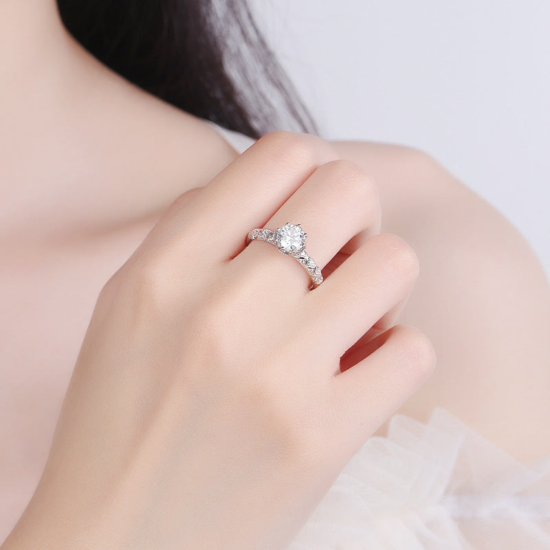 【JYJZZ208】Synthetic Moissanite S925 Sterling Silver 1 CT Octagonal Cross Claw Setting Simple and fashionable design, eight claws surrounded by a round shape Premium light luxury design.