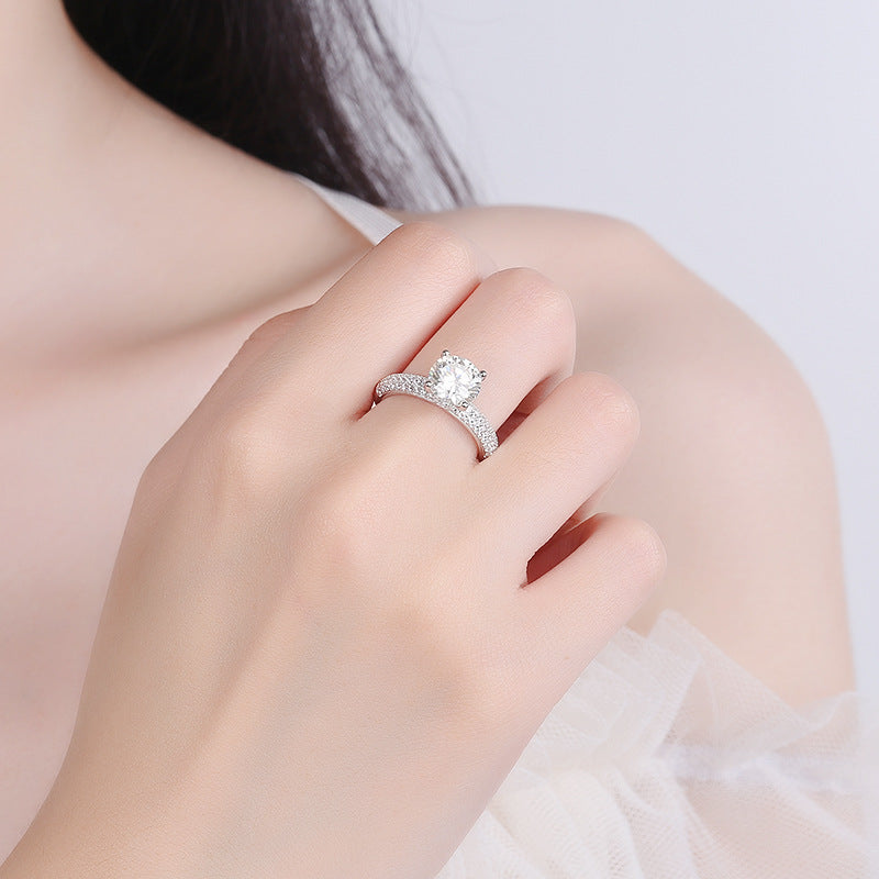 [JYJZZ174] s925 sterling silver 2 CT moissanite ring halfway up light luxury full round high end simple fashion ring.