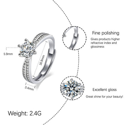 【JYJZZ169】（EMa）Synthetic Moissanite S925 sterling silver 1-2 CT six claw starlight queen fashion niche minimalist design wedding proposal ring.