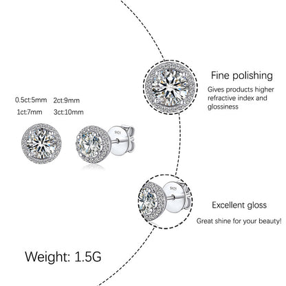 [JYJZZ188] (Solana) Synthetic moissanite s925 sterling silver round fashion earrings, personalized and simple, women's classic daily jewelry, party party earrings, men's gifts for loved ones, birthday holiday celebration earrings.