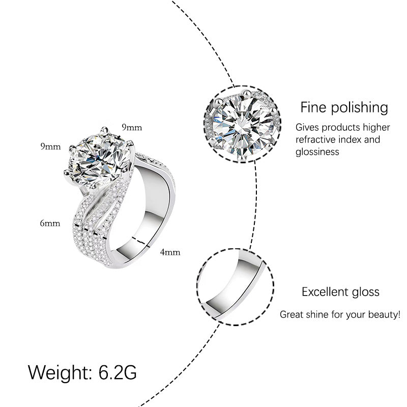 [JYJZZ178]  （Abril）Synthetic Moissanite S925 Silver 3 CT Six Claw Fashion Design Four Color Premium Feeling Proposal Couple's Ring.