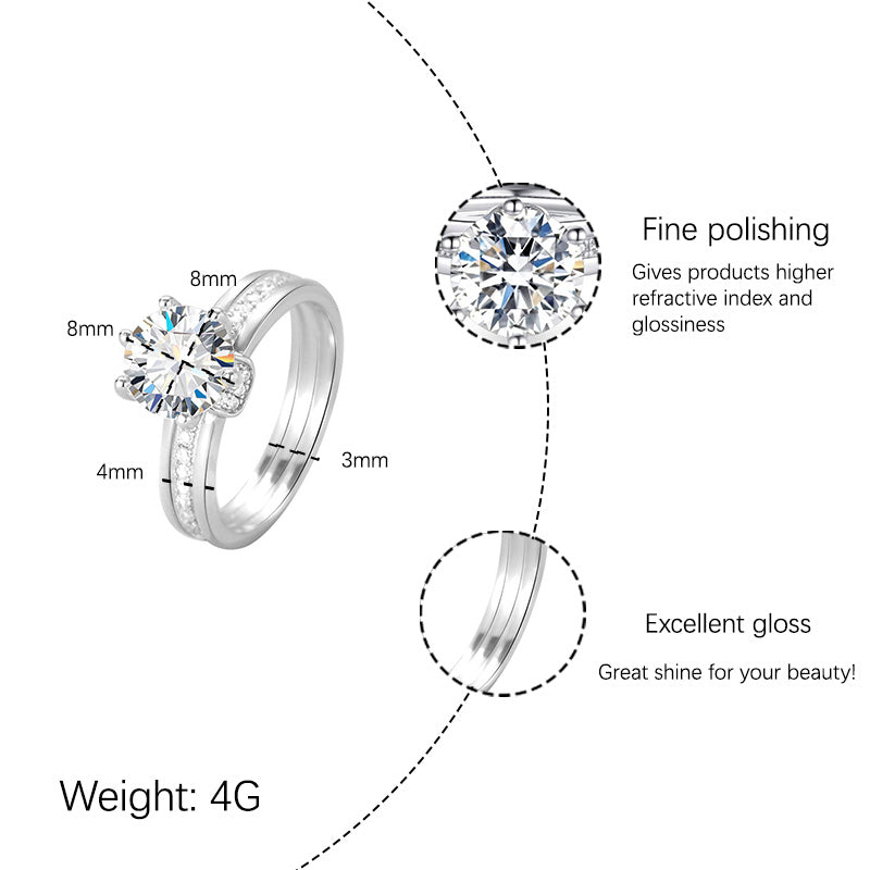 [JYJZZ180] （zoe）Synthetic Moissanite S925 sterling silver six claw simple lightweight niche design ring.