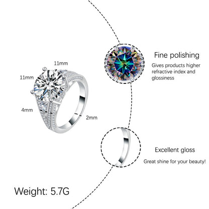 [JYJZZ176] Synthetic Moissanite S925 silver 5 CT four claw heavy duty high design light luxury fine craftsmanship versatile high fashion sense ring.