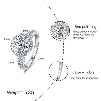 [JYJZZ177] （Andrea）Synthetic Moissanite s925 silver 2 CT Y shape round wrap heavy high fashion sense design women's ring.