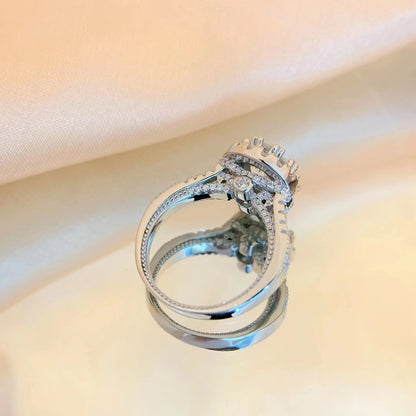 [JYJZZ177] （Andrea）Synthetic Moissanite s925 silver 2 CT Y shape round wrap heavy high fashion sense design women's ring.