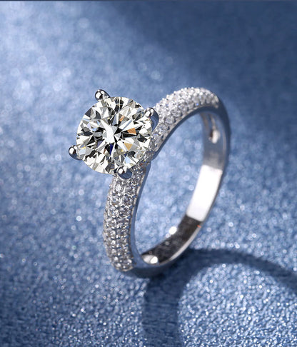 [JYJZZ174] s925 sterling silver 2 CT moissanite ring halfway up light luxury full round high end simple fashion ring.