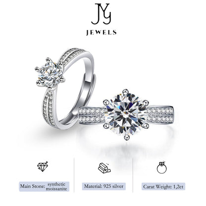 【JYJZZ169】（EMa）Synthetic Moissanite S925 sterling silver 1-2 CT six claw starlight queen fashion niche minimalist design wedding proposal ring.