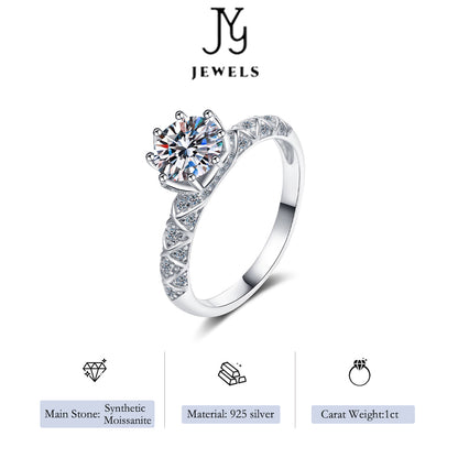 【JYJZZ208】Synthetic Moissanite S925 Sterling Silver 1 CT Octagonal Cross Claw Setting Simple and fashionable design, eight claws surrounded by a round shape Premium light luxury design.