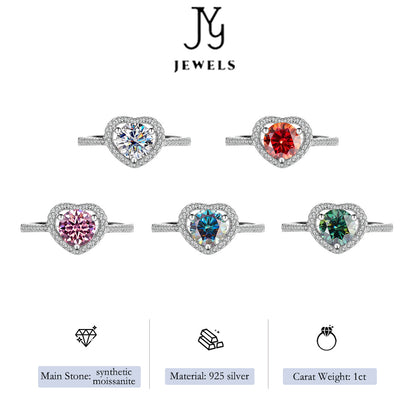 [JYJZZ189] Synthetic Moissanite 1 CT S925 Sterling Silver Love Heart Cutout Stylish Design Couple Rings Wedding Band, Everyday Jewelry Gifts, Birthday Holiday Gift Rings.