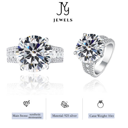 【JYJZZ192】Synthetic Moissanite S925 Sterling Silver Exquisite Luxury 10 CT Fashion Light Luxury Ring, suitable for daily wear, party display, holiday gift, gift for others.