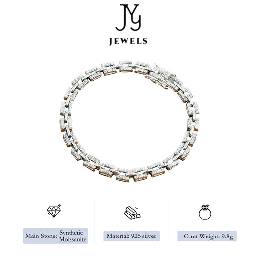 【JYJZZ195】S925 Sterling Silver Synthetic Moissanite Tennis Bracelet, Niche Minimalist Design Noble Temperament Trend Bullying, Cuban Chain Men Women Bracelet Fashion Lover Gift.