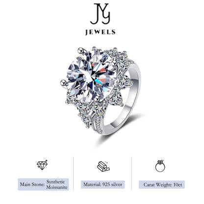 【JYJZZ194】Synthetic Moissanite S925 Sterling Silver 10 CT Sunflower Fashion Luxury Design Ring, Women Men Classic Everyday Jewelry Gifts, Wedding Engagement Rings, Birthday Holiday Gifts.