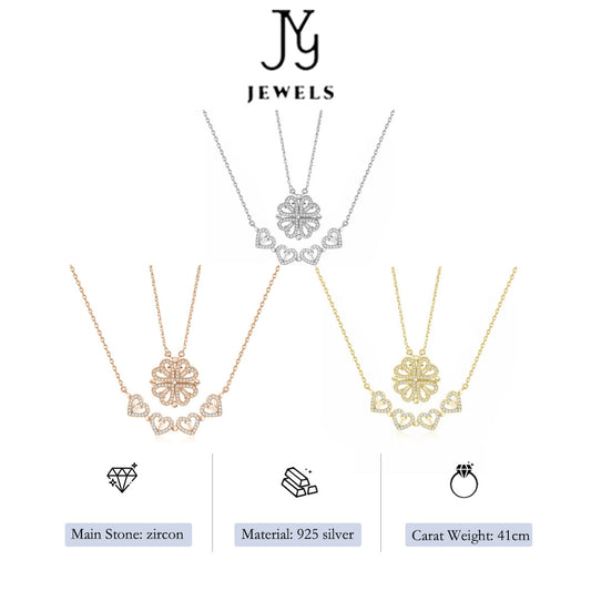 【JYJZZ211】S925 Sterling Silver Grass Leaf Design One Jewelry Two Wear 41cm Necklace Temperament Tassel Shape Pendant Necklace Gift Set, Birthday Gift, Holiday Gift, Gift for Lover, Gift for Wife.