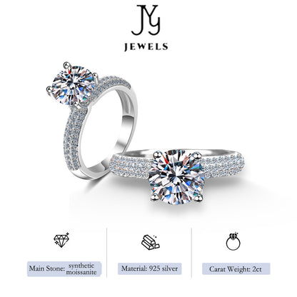 [JYJZZ174] s925 sterling silver 2 CT moissanite ring halfway up light luxury full round high end simple fashion ring.