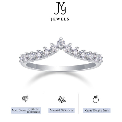 [JYJZZ185] （Adan）Synthetic Moissanite S925 Sterling Silver V-Shaped Small Row Setting Stacking Design Closed Mouth Small and Delicate Ring, Versatile Mix and Match Pieces, Suitable for Daily Wear, Ring Mix and Match, Party Showcase, Holiday Gift.