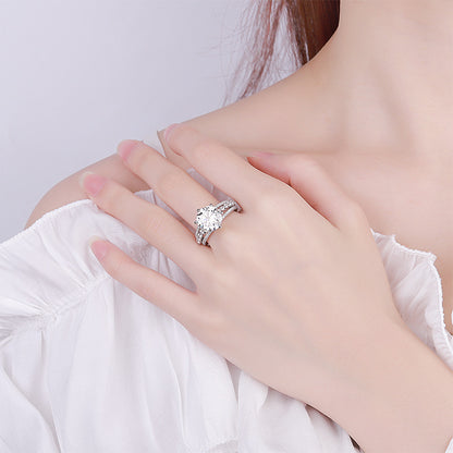 【JYJZZ199】Synthetic Moissanite S625 Silver three lifetimes and three worlds 5 CT Eight Heart Cut Large Carat Fashion High Grade Light Luxury Women's Ring, Daily Wear, Party Gathering, Birthday Gift, Lover's Gift.