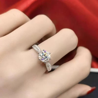 【JYJZZ169】（EMa）Synthetic Moissanite S925 sterling silver 1-2 CT six claw starlight queen fashion niche minimalist design wedding proposal ring.