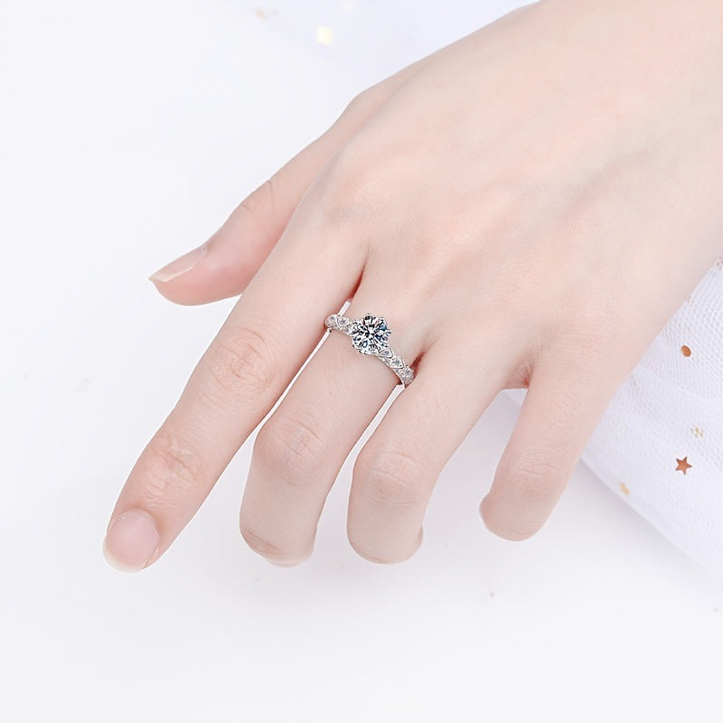 【JYJZZ208】Synthetic Moissanite S925 Sterling Silver 1 CT Octagonal Cross Claw Setting Simple and fashionable design, eight claws surrounded by a round shape Premium light luxury design.