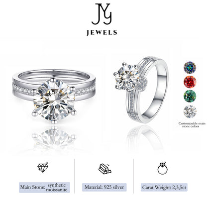 [JYJZZ180] （zoe）Synthetic Moissanite S925 sterling silver six claw simple lightweight niche design ring.