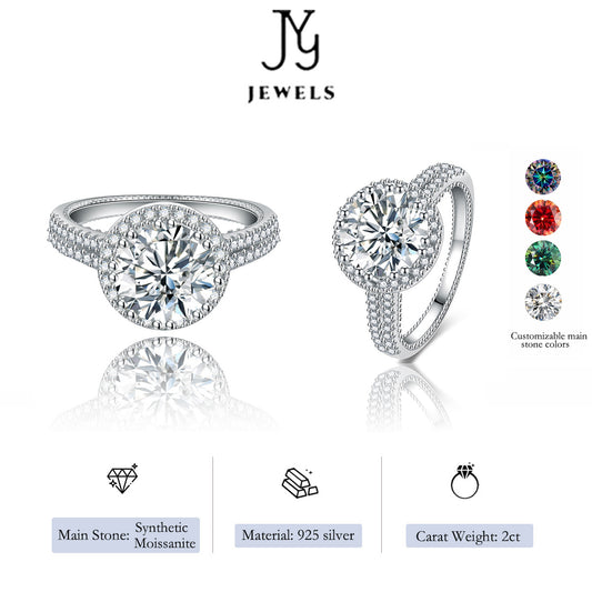 [JYJZZ177] （Andrea）Synthetic Moissanite s925 silver 2 CT Y shape round wrap heavy high fashion sense design women's ring.