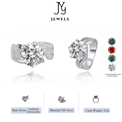 [JYJZZ178]  （Abril）Synthetic Moissanite S925 Silver 3 CT Six Claw Fashion Design Four Color Premium Feeling Proposal Couple's Ring.