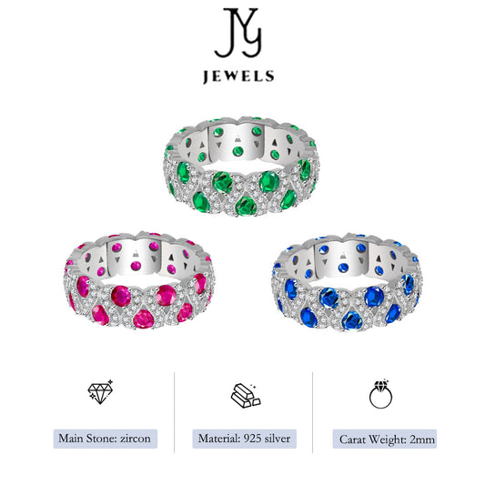 [JYJZZ182] （Arana）S925 silver full set 20 stones hand jewelry light luxury fashion temperament closed design ring.