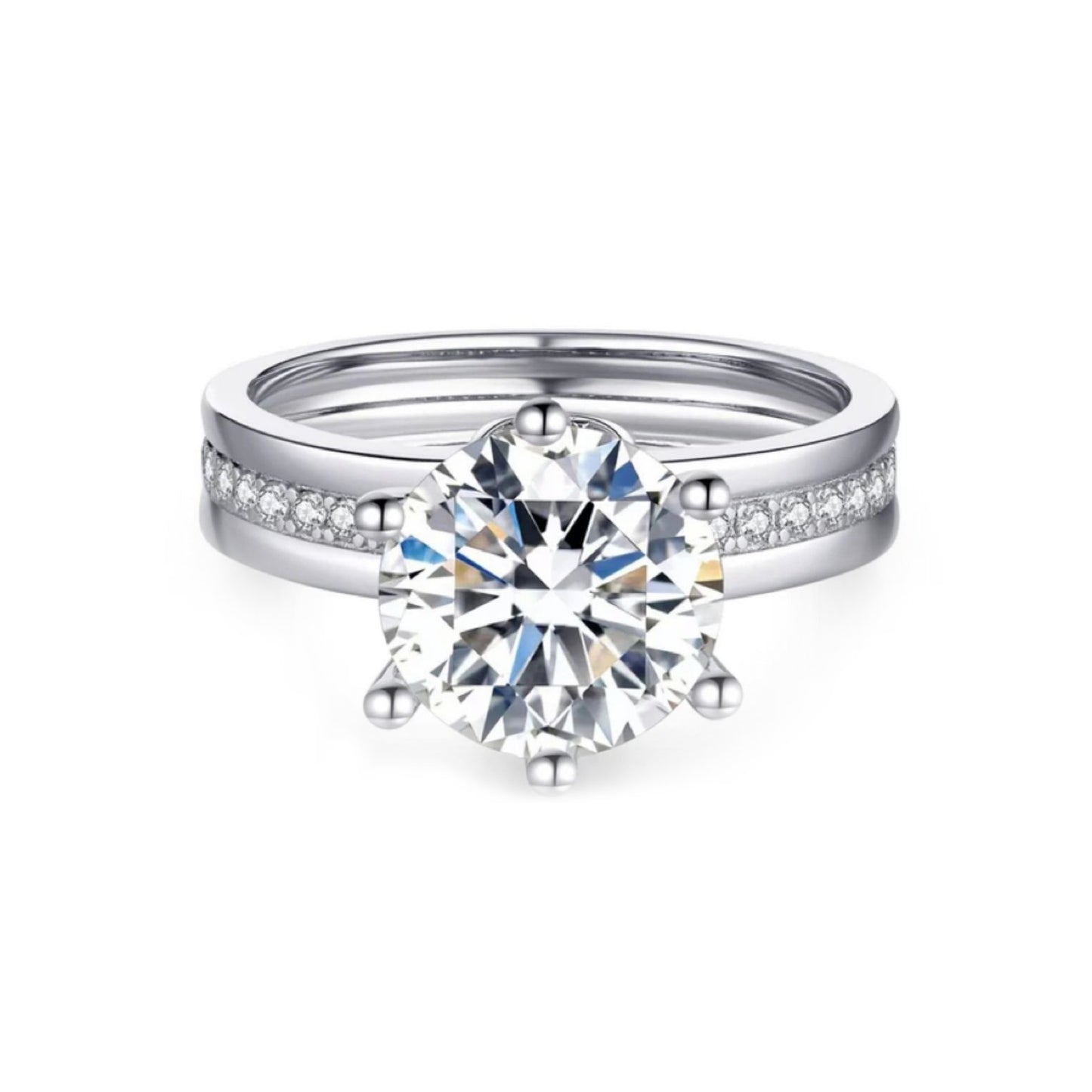 [JYJZZ180] （zoe）Synthetic Moissanite S925 sterling silver six claw simple lightweight niche design ring.