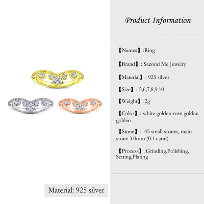 【JYJZZ170】s925 Silver Crown Zirconia Flower Ring Women Fashion Premium Feeling Niche V Shape Design Shape.